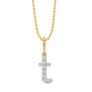 Tiny Treasure T - Lab Diamond Alphabet Pendant