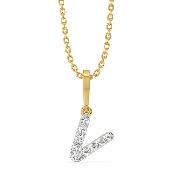 Lukson V-ery Cute Lab Grown  Diamond Alphabet Pendant