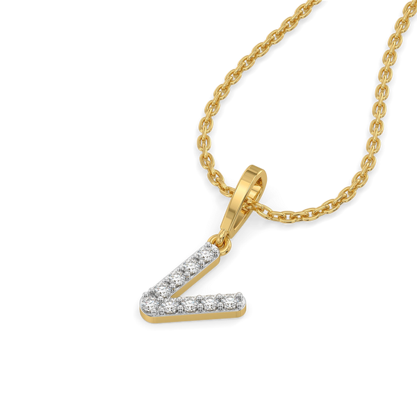 Lukson V-ery Cute Lab Grown  Diamond Alphabet Pendant Online