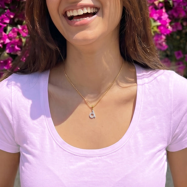 Dainty D - Lab Diamond Alphabet Pendant