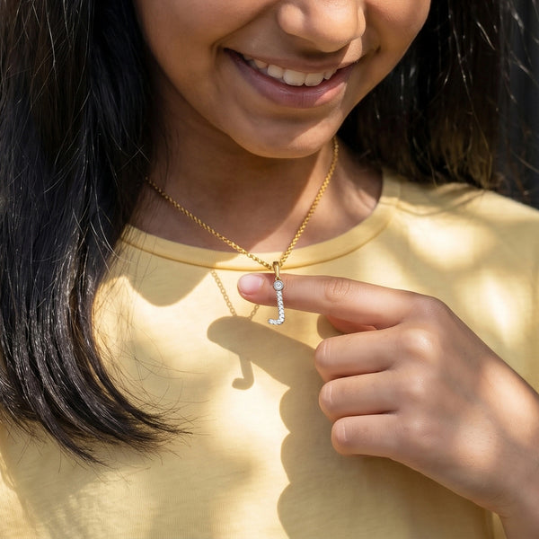 Jolly J - Lab Diamond Alphabet Pendant