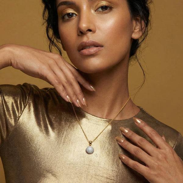 Golden Sphere - Lab Diamond Necklace
