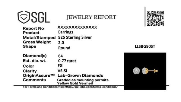 Golden Sphere - Lab Diamond Earrings
