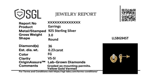 Golden Knot - Lab Diamond Earrings