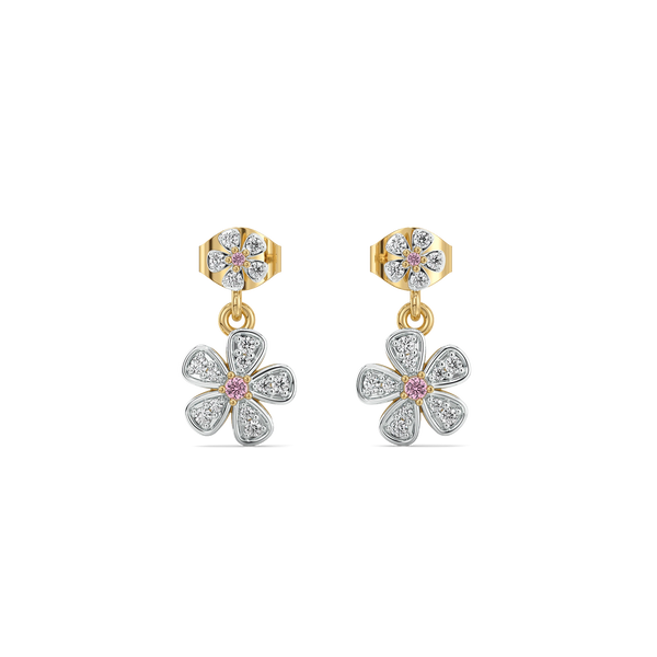 Lukson Rosy Garden Lab Grown Diamond Drop Earrings for Women