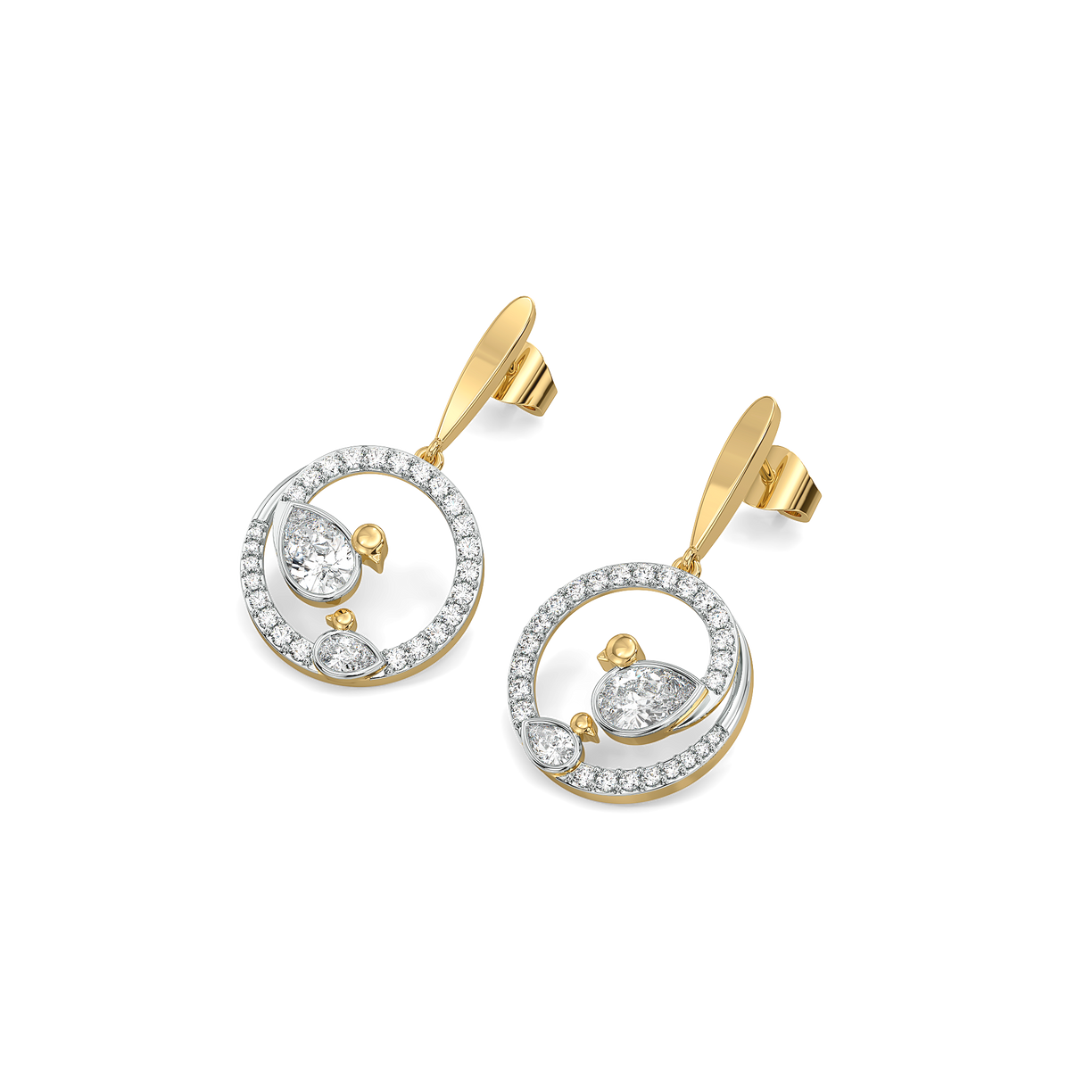 Lukson lab grown diamond gold earrings
