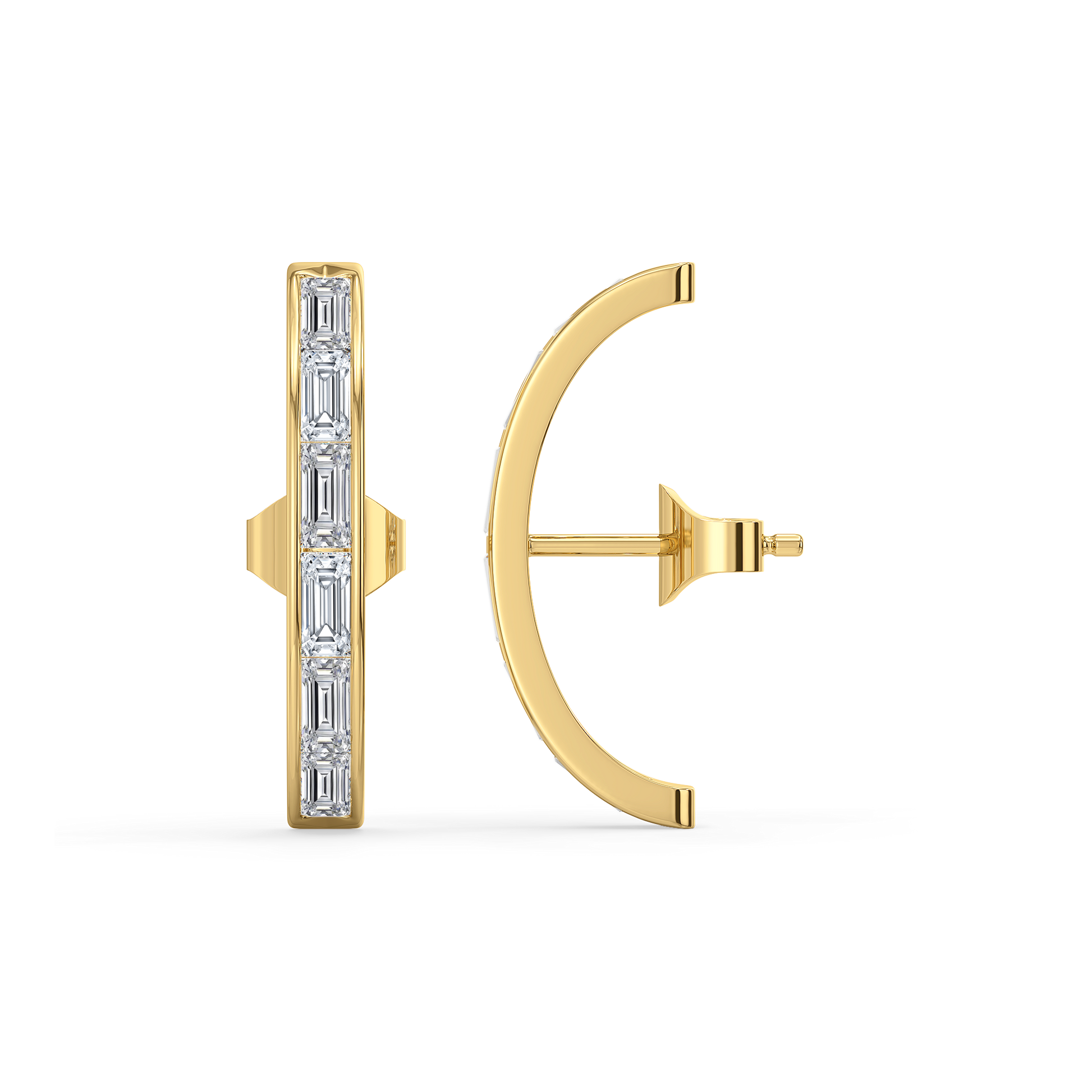 Baguette Brilliance - Lab Diamond Hoop Earrings