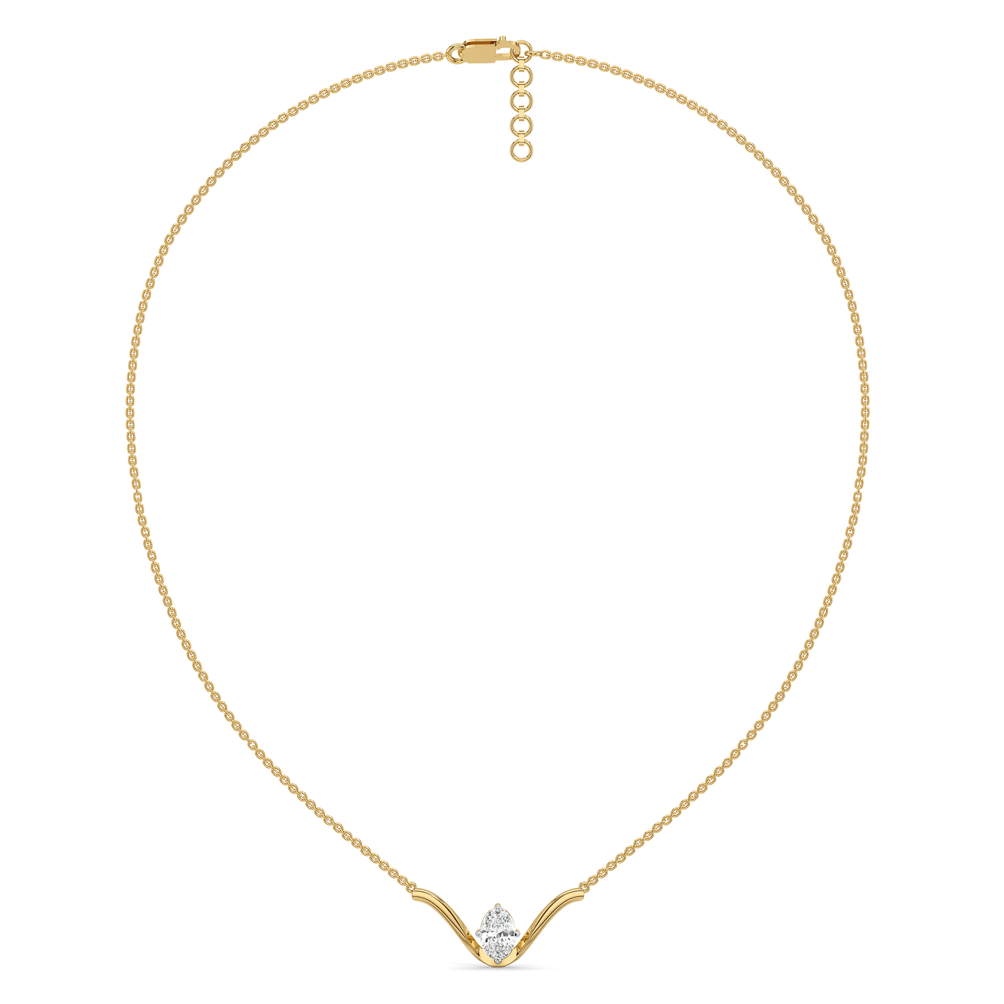 Elegant Oval - Pure Gold Lab Diamond Necklace