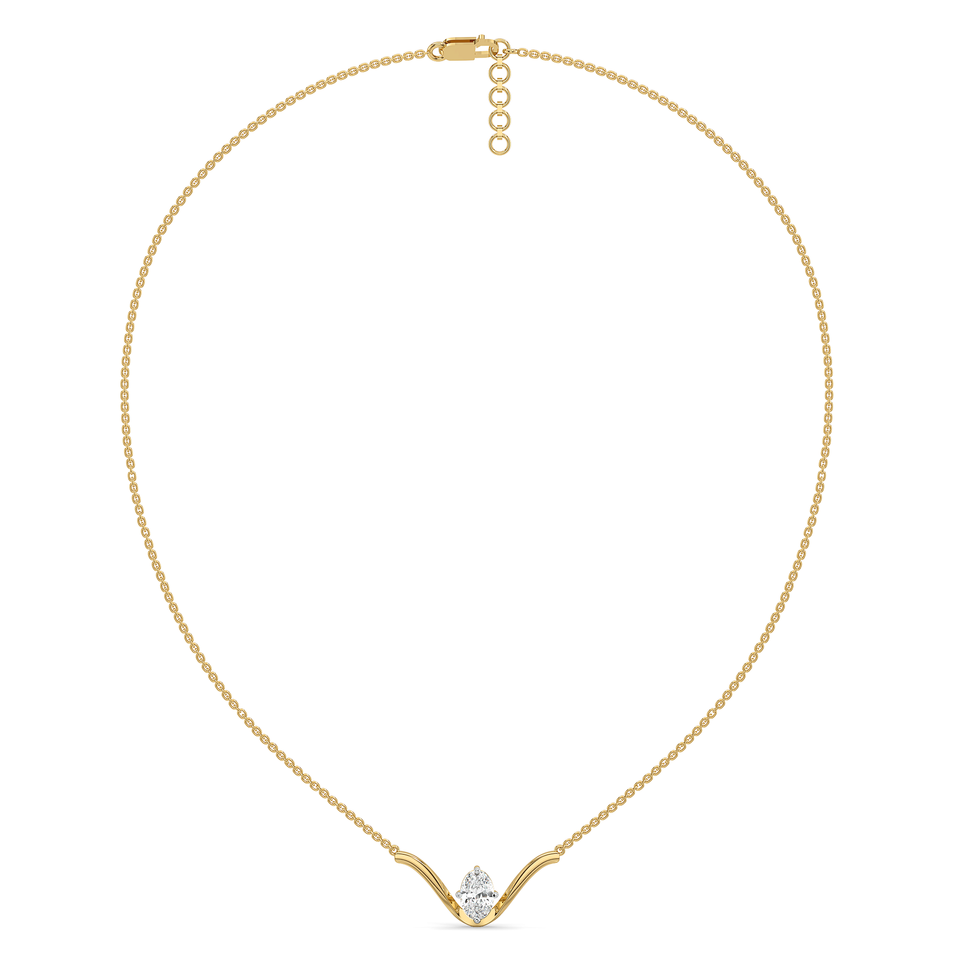 Elegant Oval - Pure Gold Lab Diamond Necklace