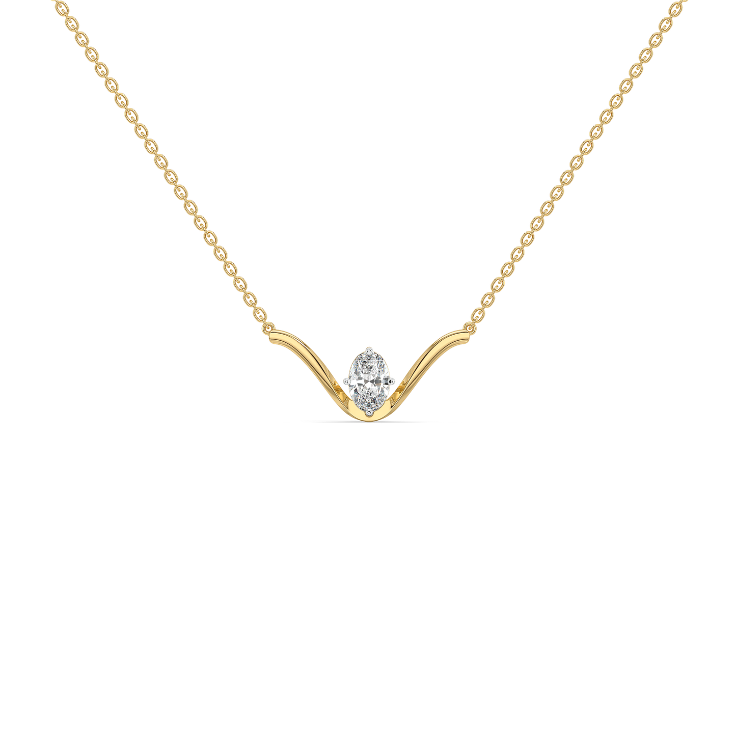 Elegant Oval - Pure Gold Lab Diamond Necklace
