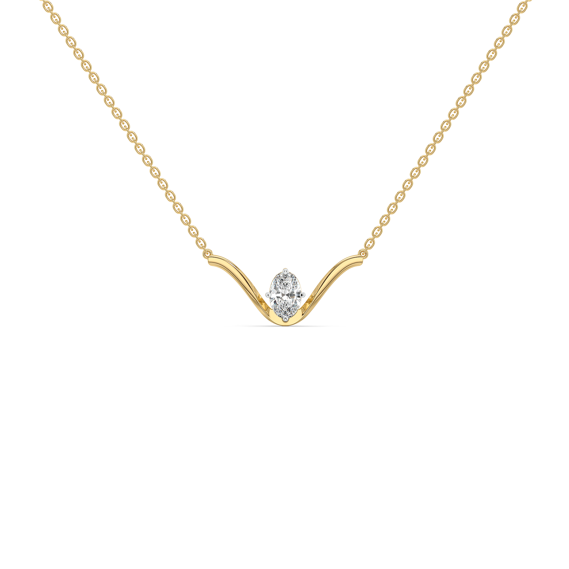 Elegant Oval - Pure Gold Lab Diamond Necklace