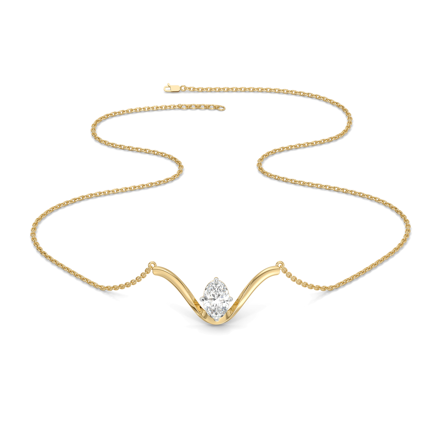 Elegant Oval - Pure Gold Lab Diamond Necklace