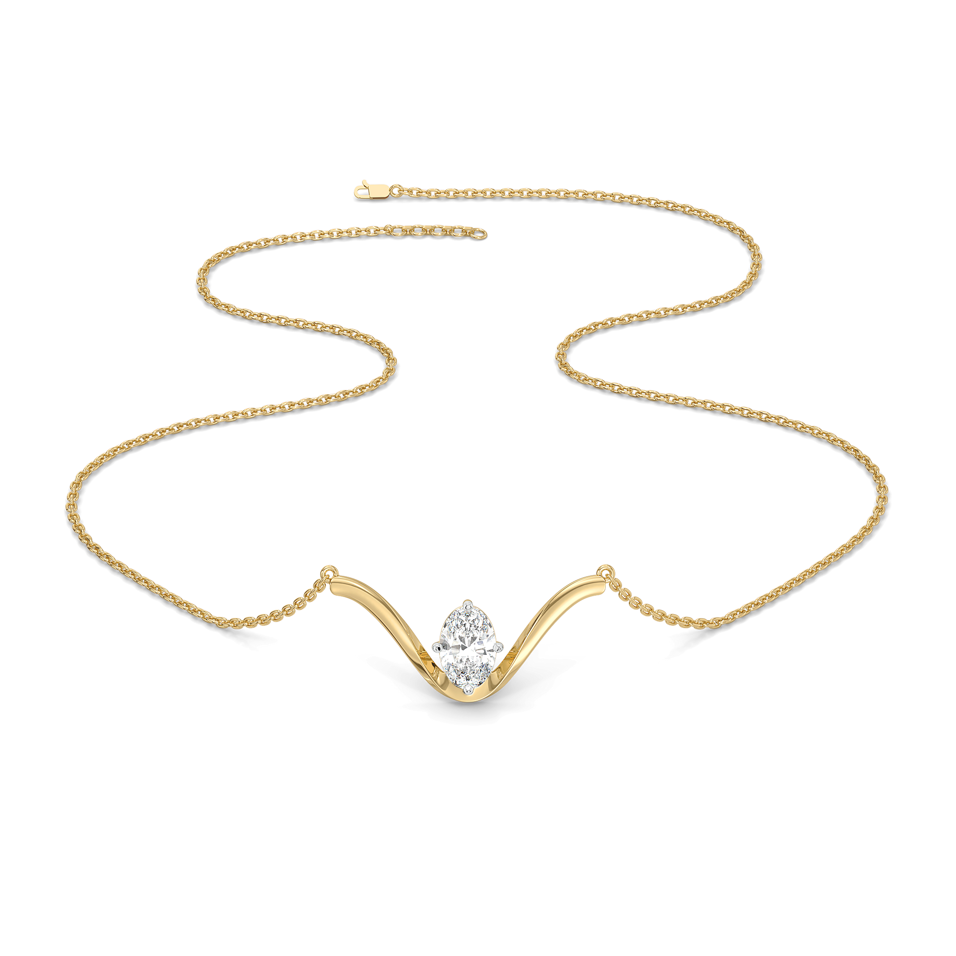 Elegant Oval - Pure Gold Lab Diamond Necklace