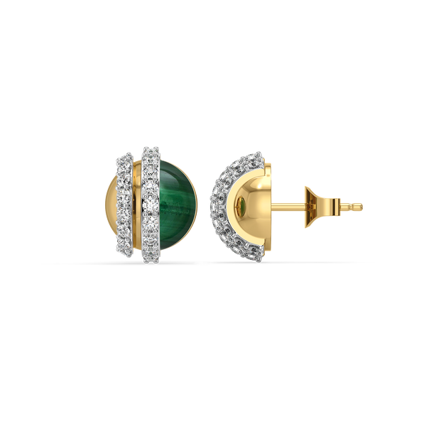 Malachite Muse - Lab Diamond Stud Earrings