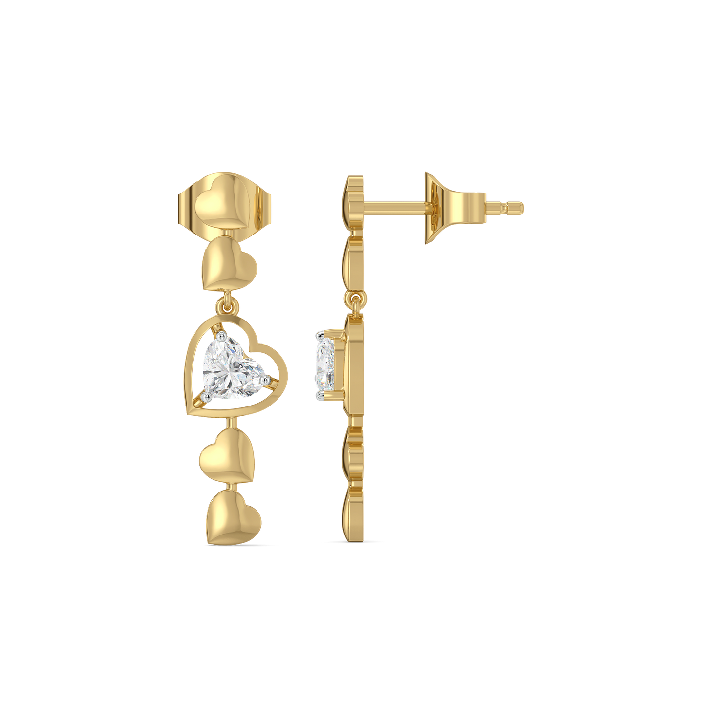 Dangling Hearts - Lab Diamond Drop Earrings