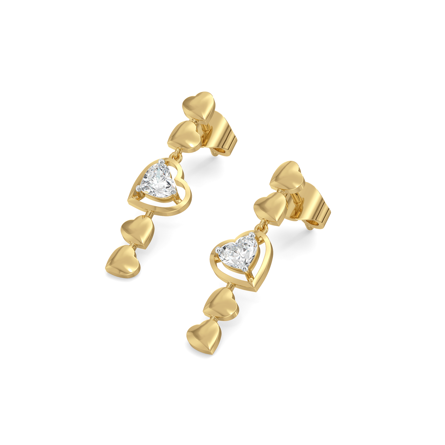 Dangling Hearts - Lab Diamond Drop Earrings