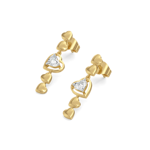 Dangling Hearts - Lab Diamond Drop Earrings