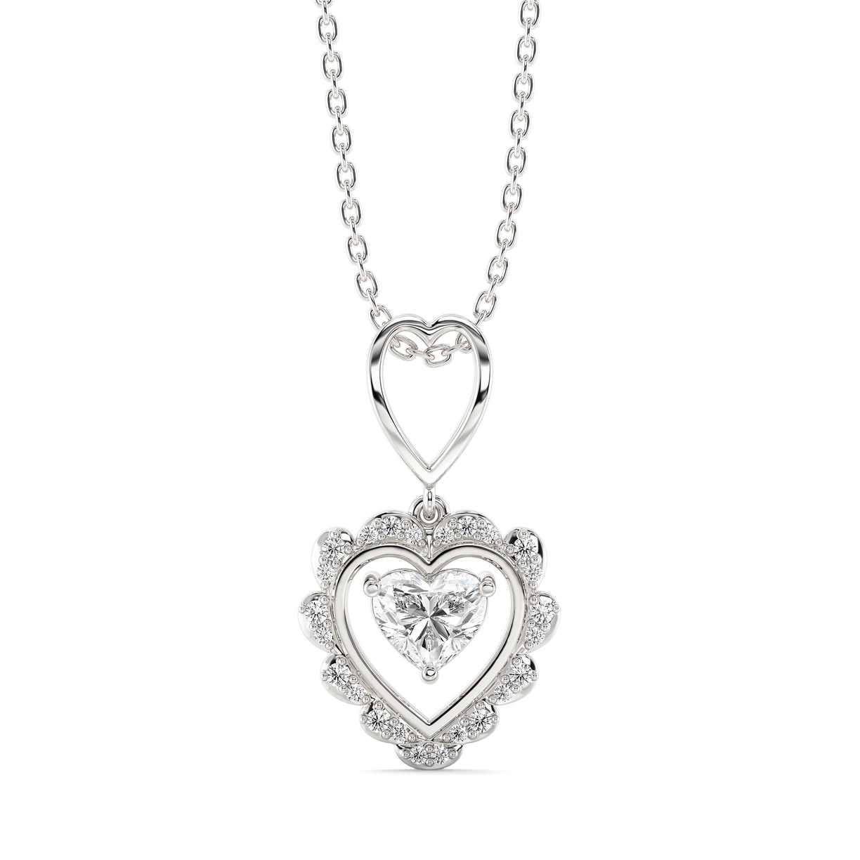 Antique Heart - Lab Diamond Pendant