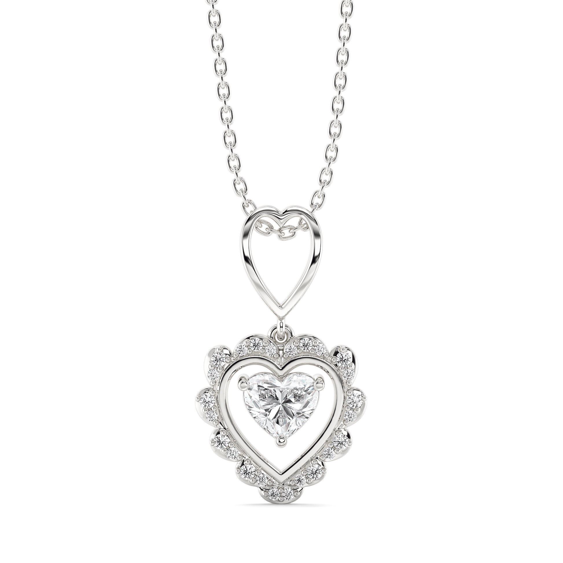 Antique Heart - Lab Diamond Pendant