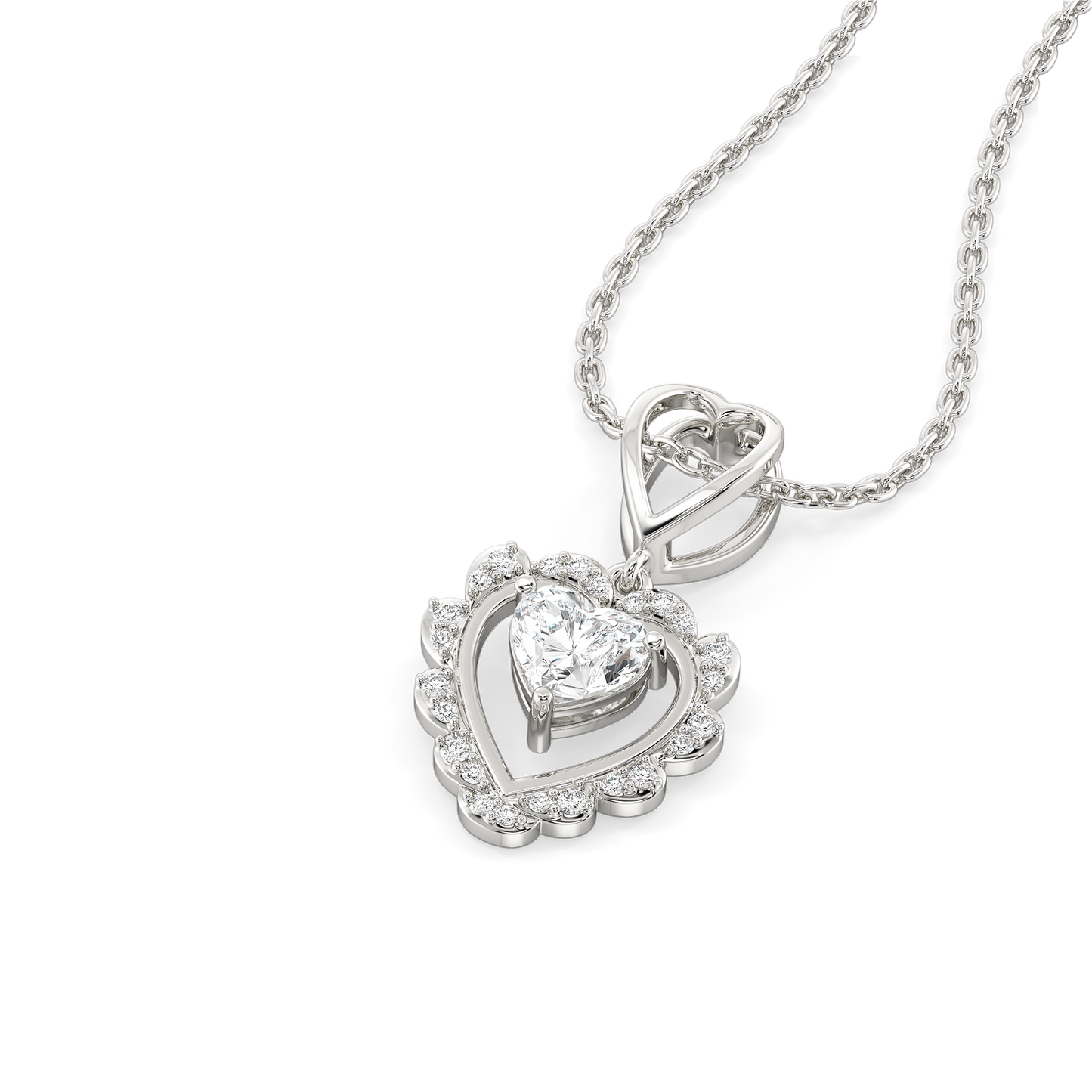 Antique Heart - Lab Diamond Pendant
