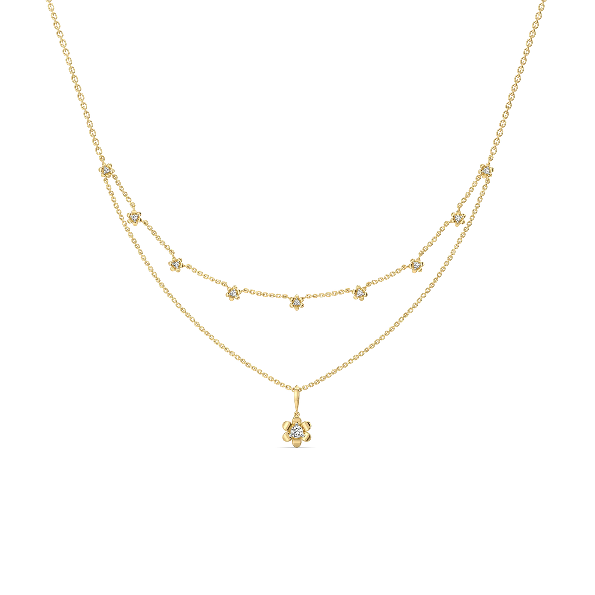 The Soft Petal - Lab Grown Diamond Necklace - Lukson 
