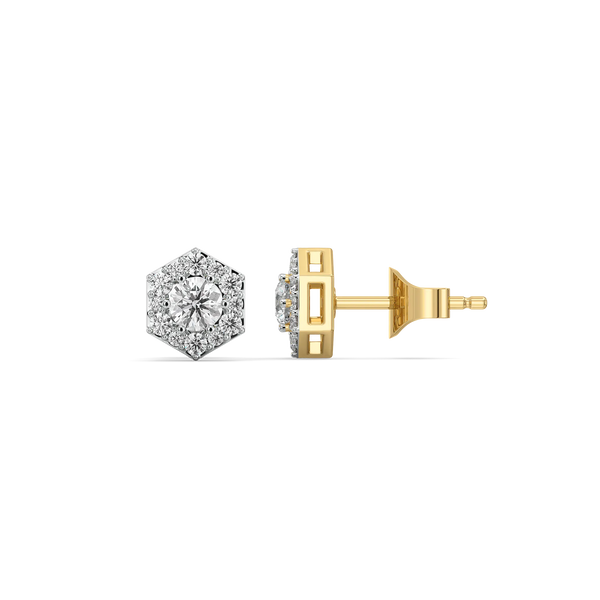 Lukson Solitaire Facets Lab Grown Diamond Earrings in India