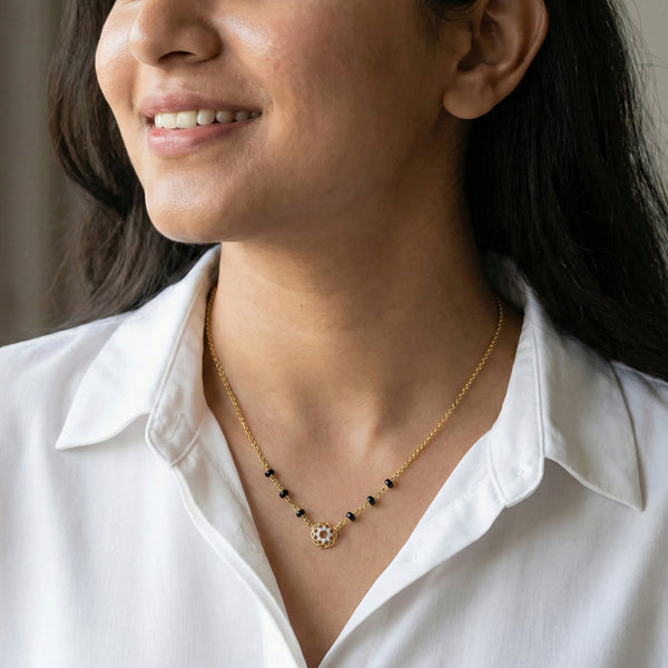 Floral Promise - Lab Grown Diamond Mangalsutra Necklace Online- Lukson 