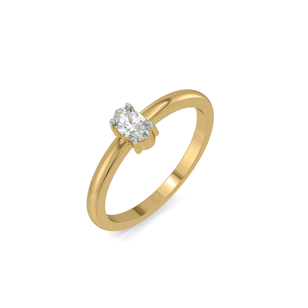 Oval Lock - Lab Diamond Solitaire Ring