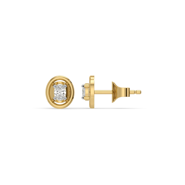 Oval Lock - Lab Diamond Stud Earrings