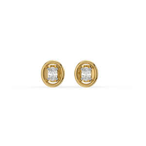 Oval Lock - Lab Diamond Stud Earrings
