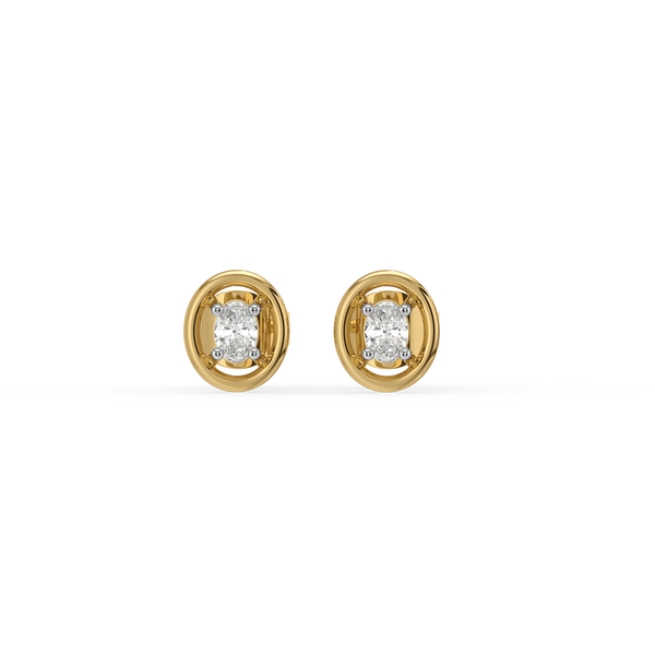 Oval Lock - Lab Diamond Stud Earrings