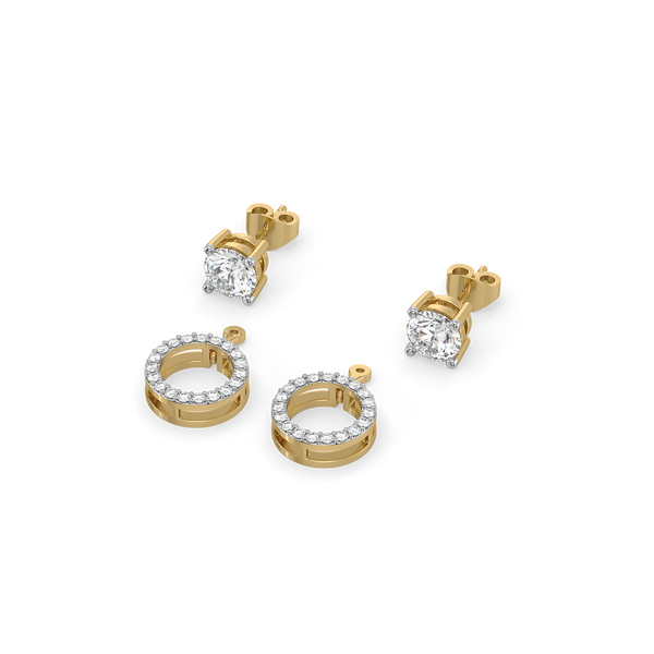 Halo Switch 18k Gold Lab Grown Diamond Multi Earrings for Women- Lukson 