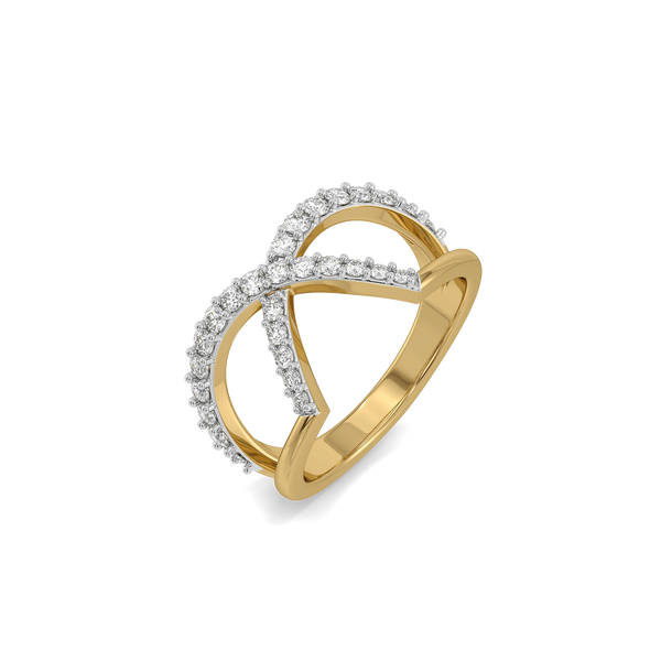 High-Fashion Lapel Lab Diamond Cocktail Ring - Perspective View 
