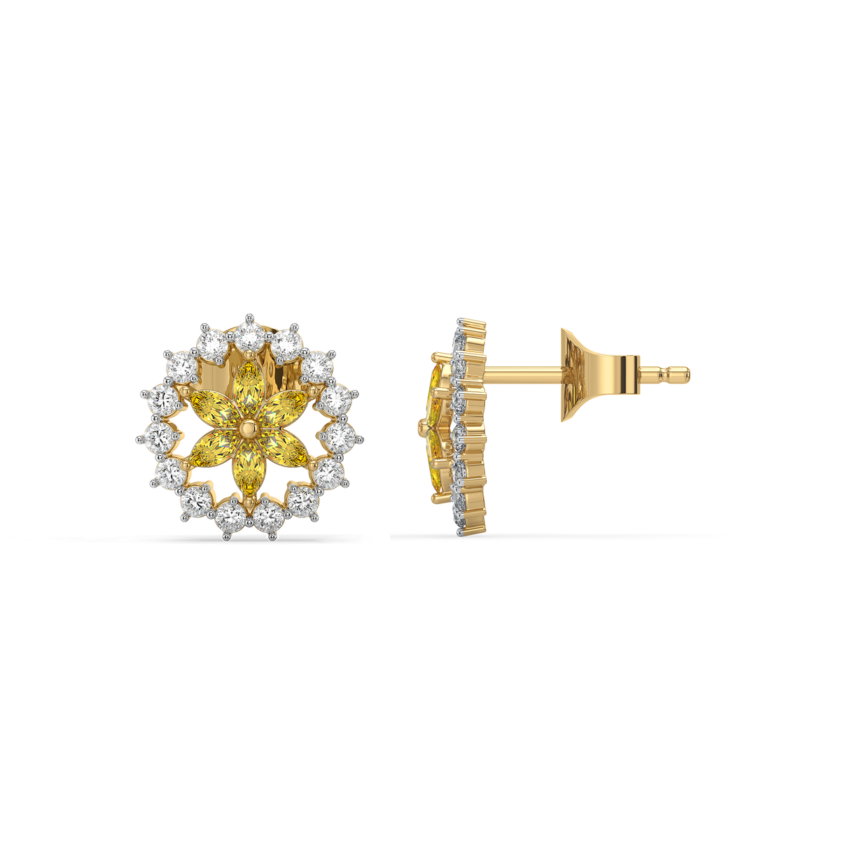 Golden Hour Studs - Lab Diamond and Citrine Earrings