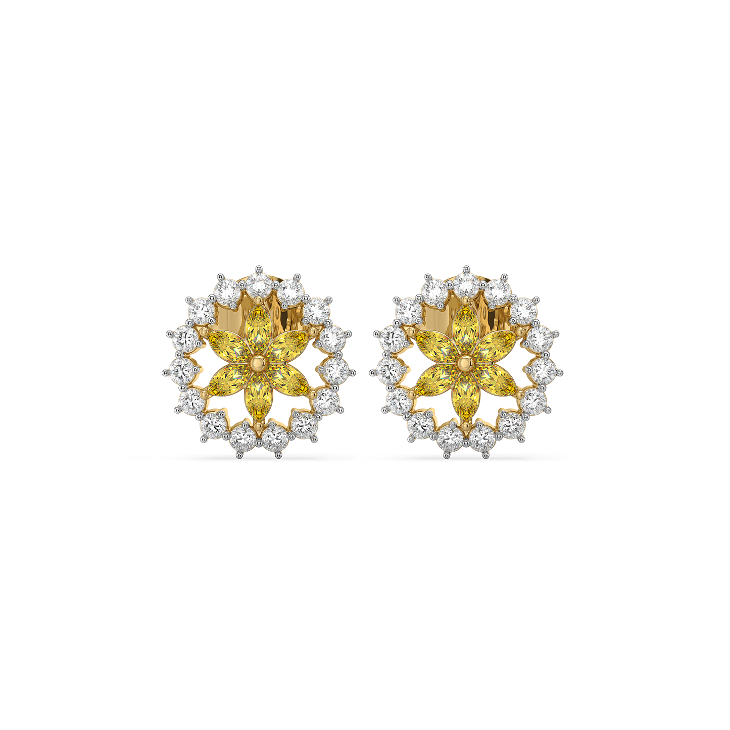 Golden Hour Studs - Lab Diamond and Citrine Earrings