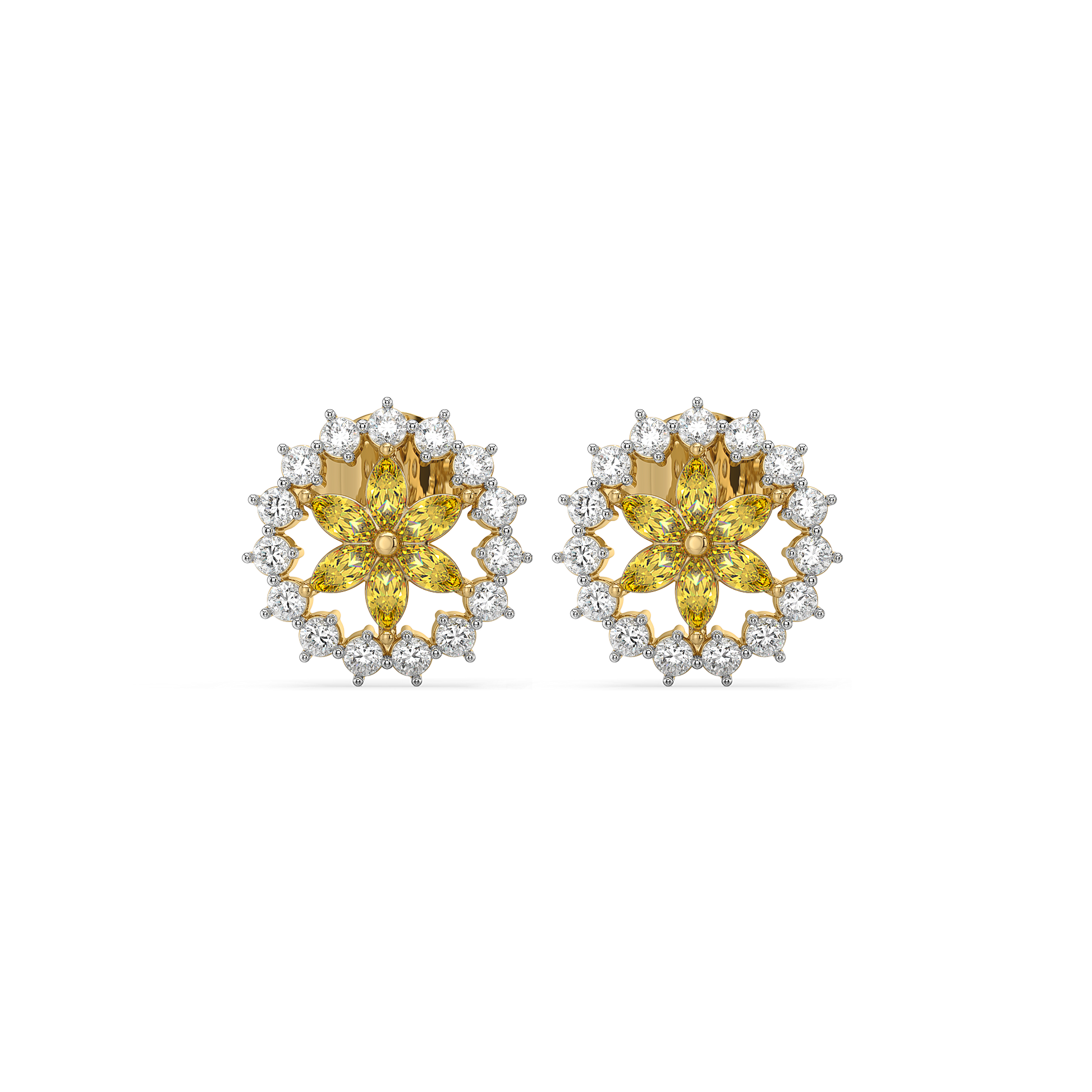 Golden Hour Studs - Lab Diamond and Citrine Earrings