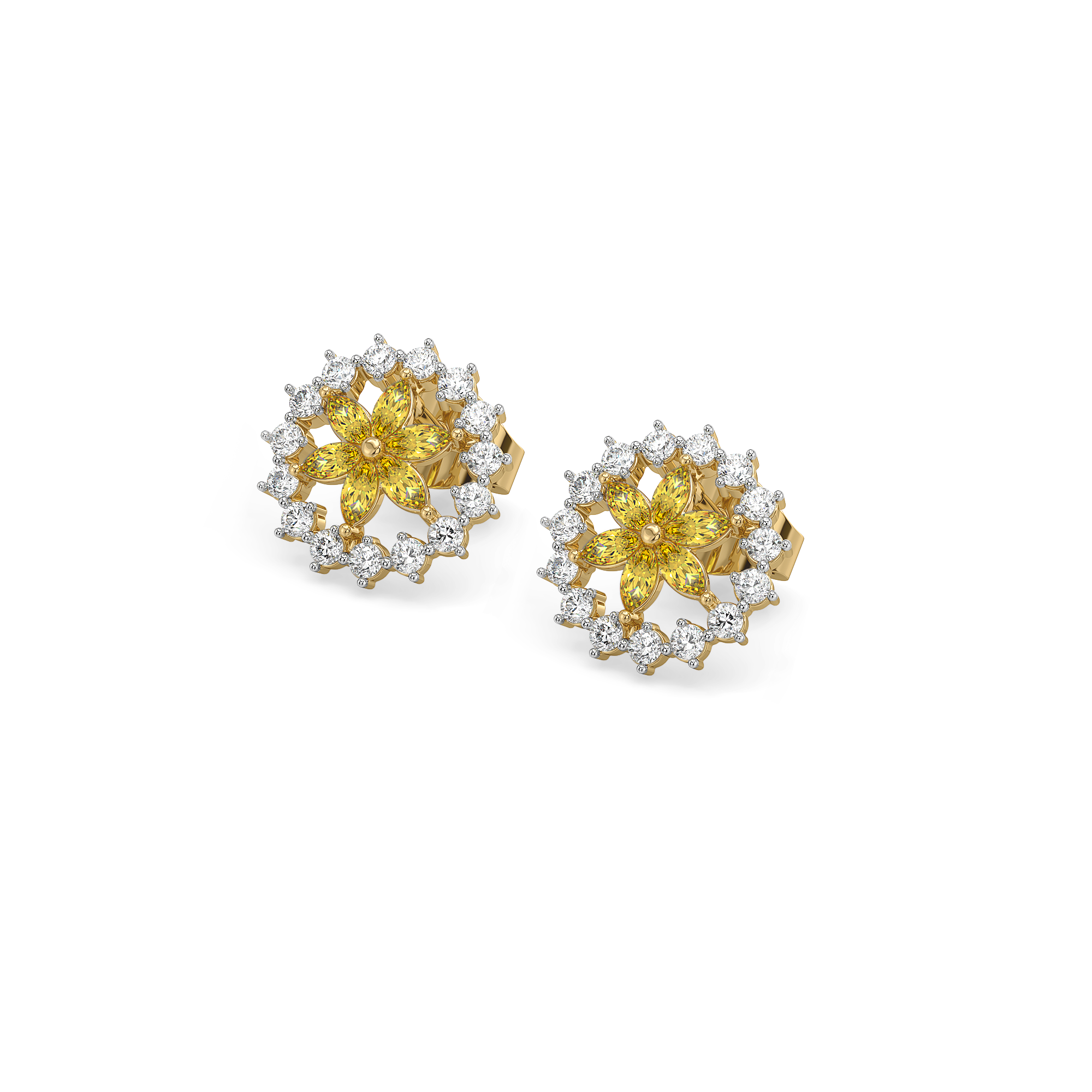 Golden Hour Studs - Lab Diamond and Citrine Earrings