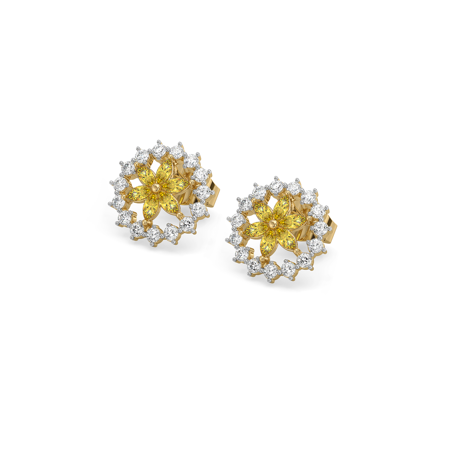 Golden Hour Studs - Lab Diamond and Citrine Earrings