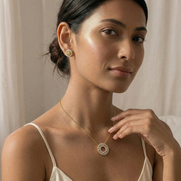 Golden Hour Studs - Lab Diamond and Citrine Earrings