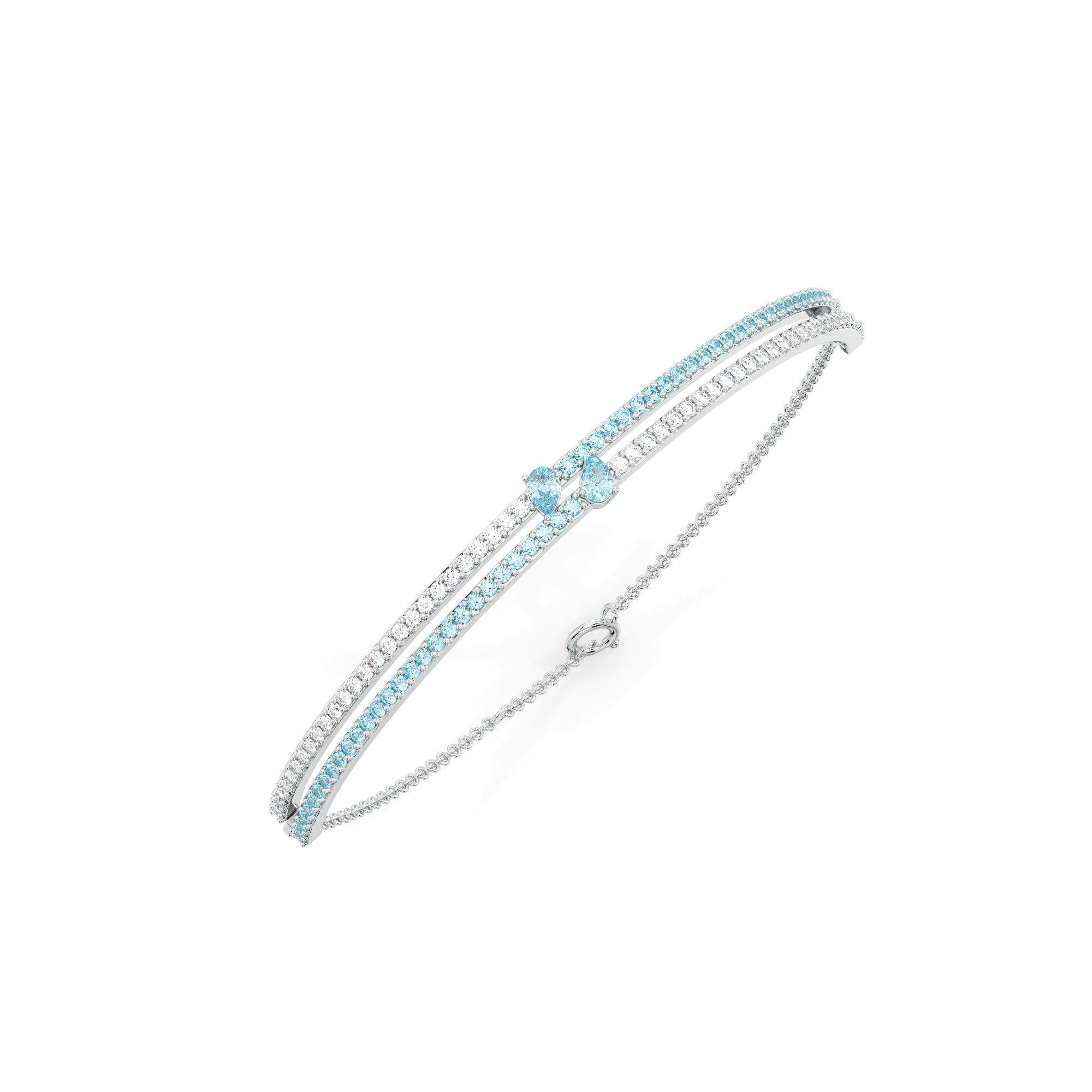 Blue Tide - Aquamarine Lab Diamond Bangle