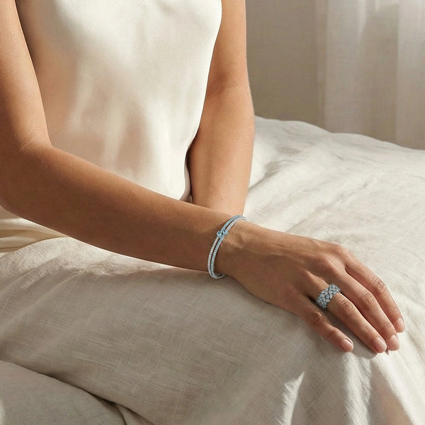 Blue Tide - Aquamarine Lab Diamond Bangle