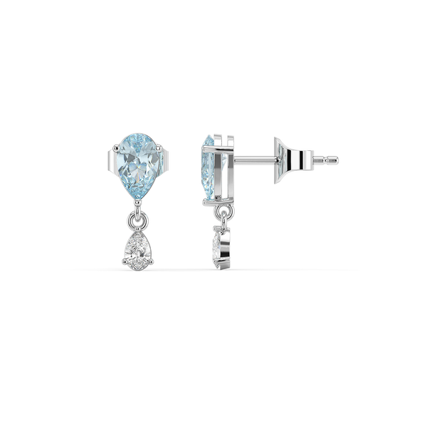 Blue Tide - Aquamarine Lab Diamond Drop Earrings
