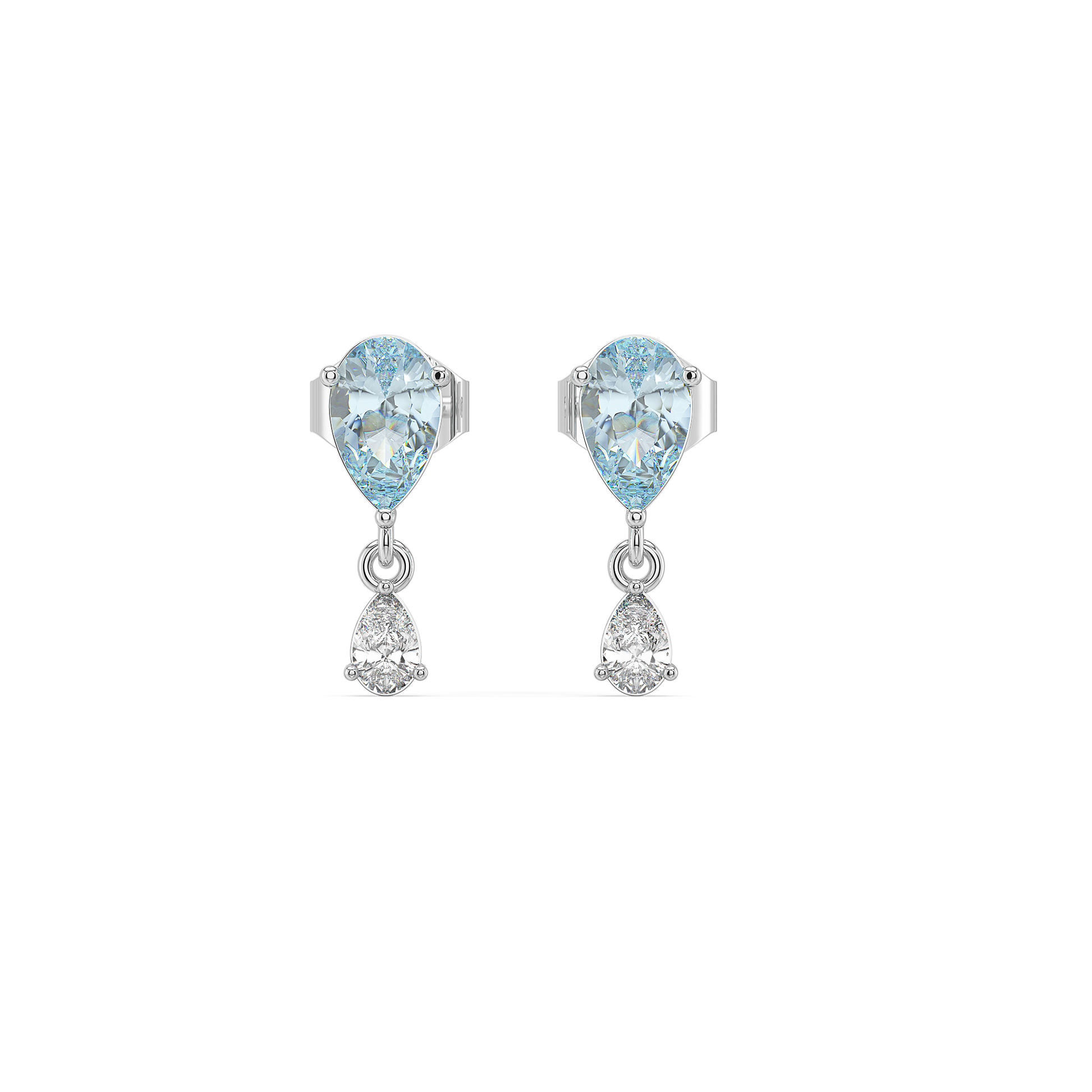 Blue Tide - Aquamarine Lab Diamond Drop Earrings