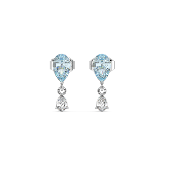 Blue Tide - Aquamarine Lab Diamond Drop Earrings