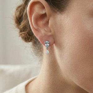 Blue Tide - Aquamarine Lab Diamond Drop Earrings