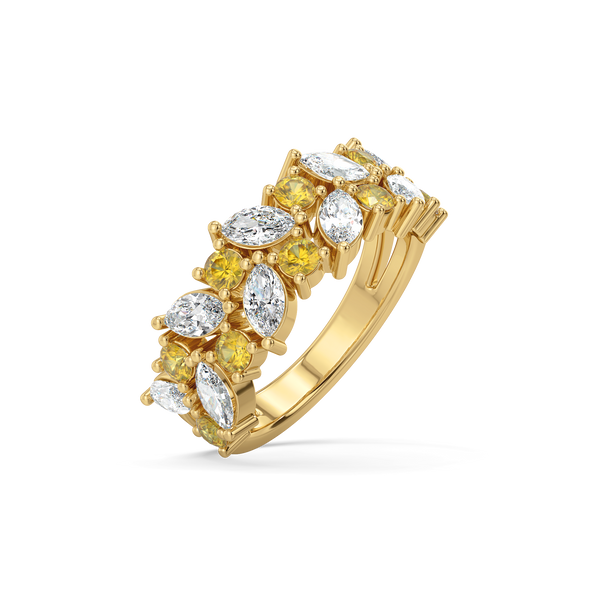 Lukson Citrine Petals Lab Grown Diamond Eternity Ring