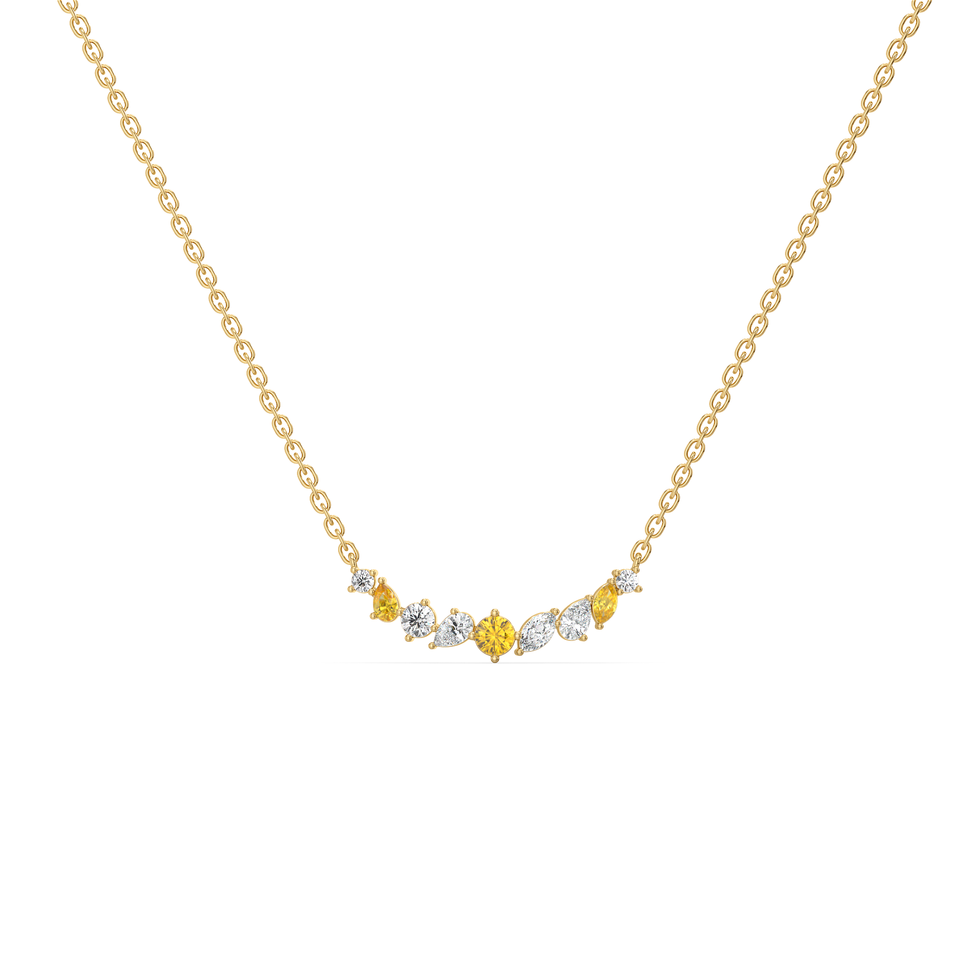 Honeyline - Lab Diamond and Citrine Necklace