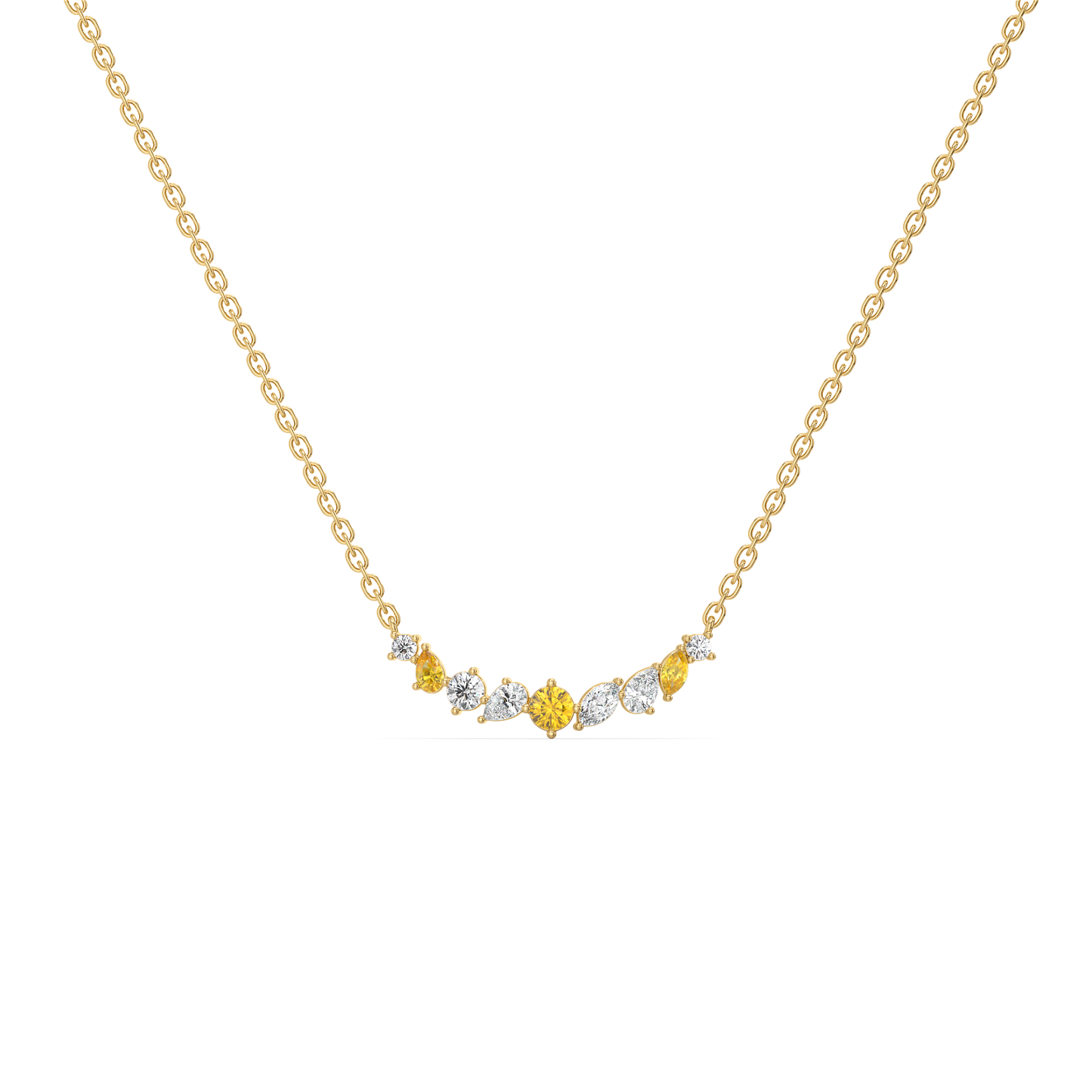 Honeyline - Lab Diamond and Citrine Necklace