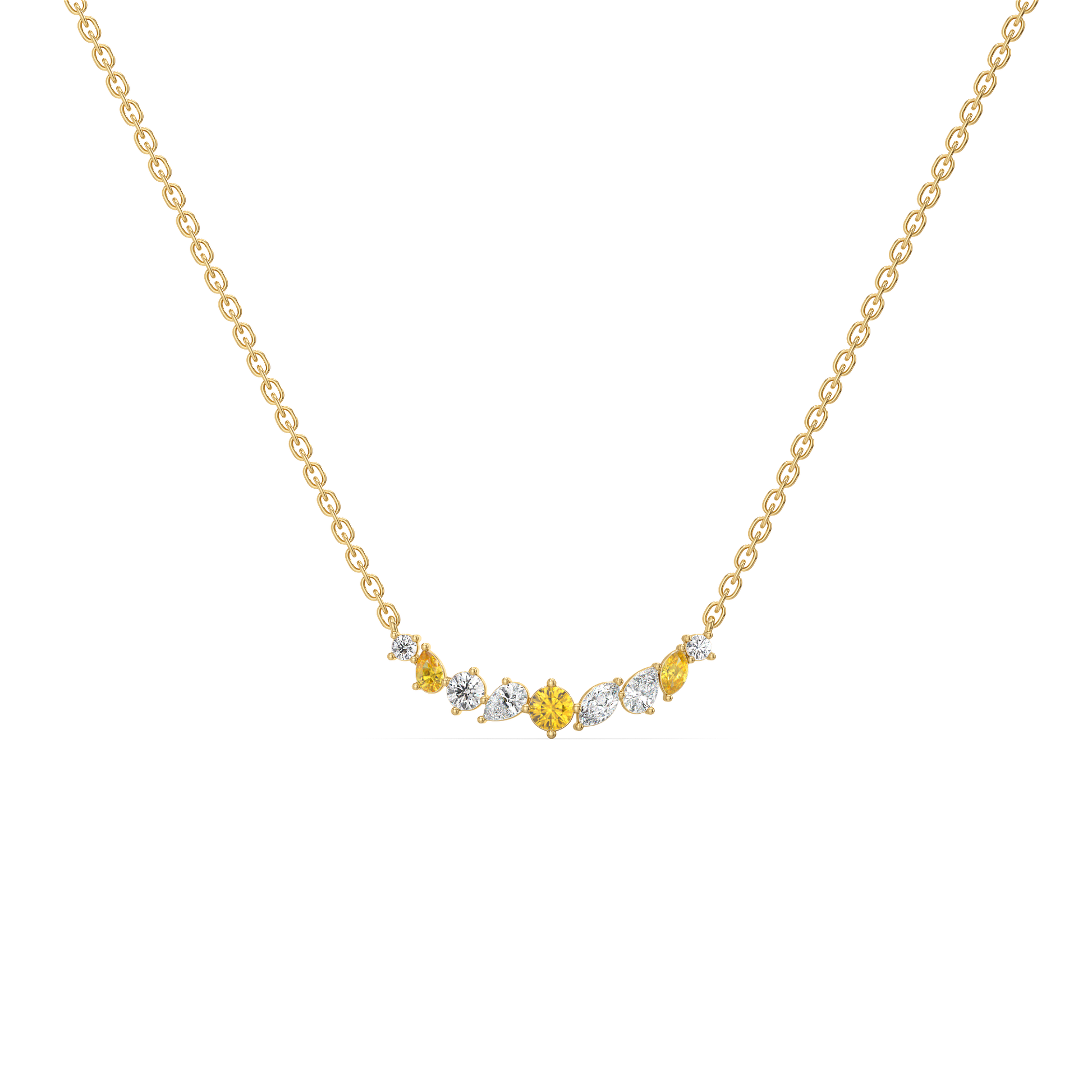 Honeyline - Lab Diamond and Citrine Necklace