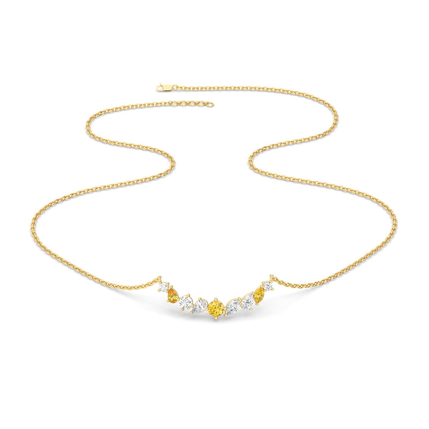 Honeyline - Lab Diamond and Citrine Necklace